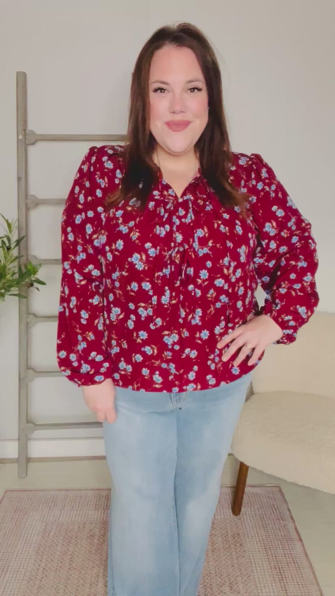 Rosy Cranberry Charm Blouse