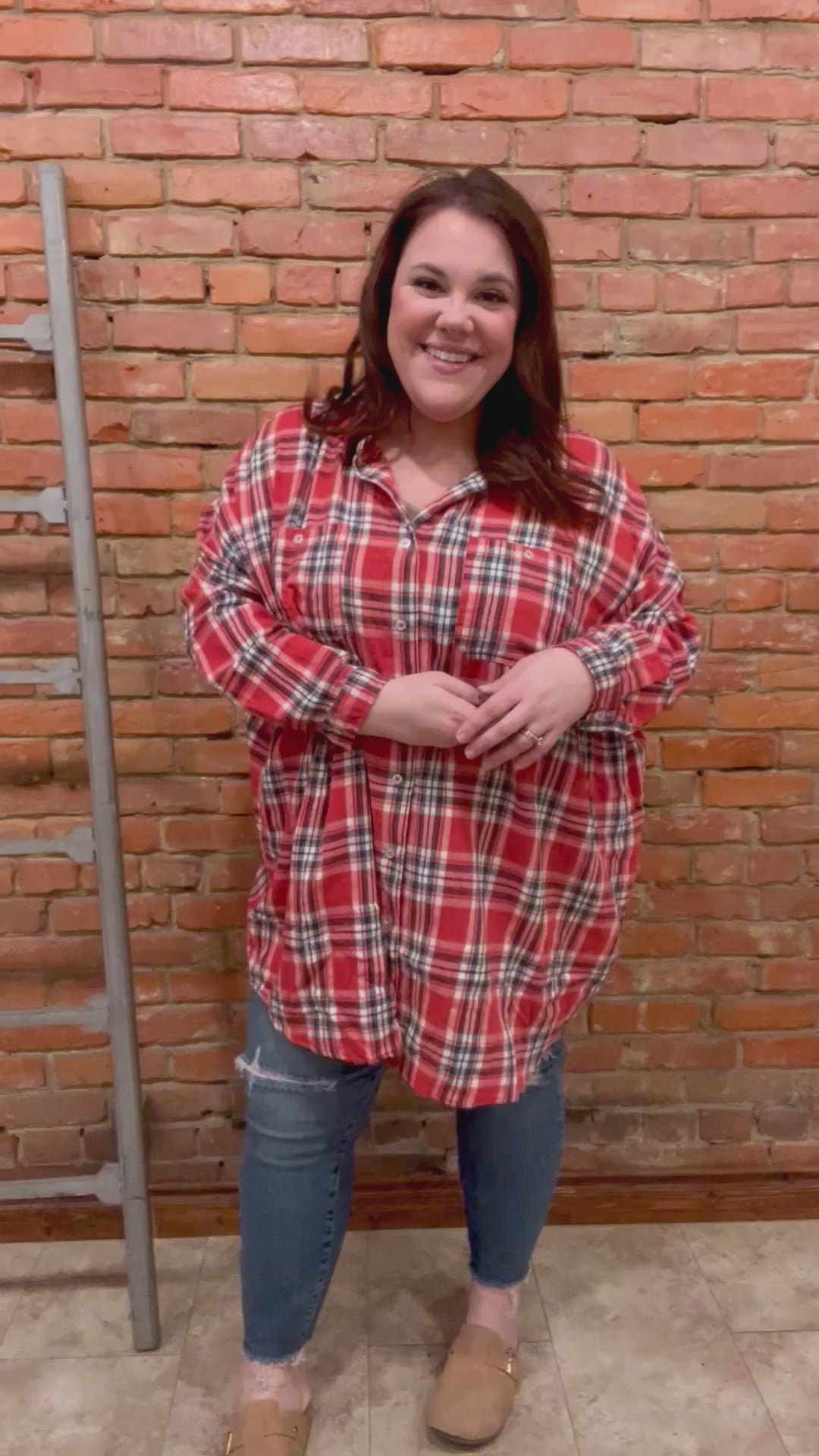 Fireside Moments Plaid Button Down Tunic