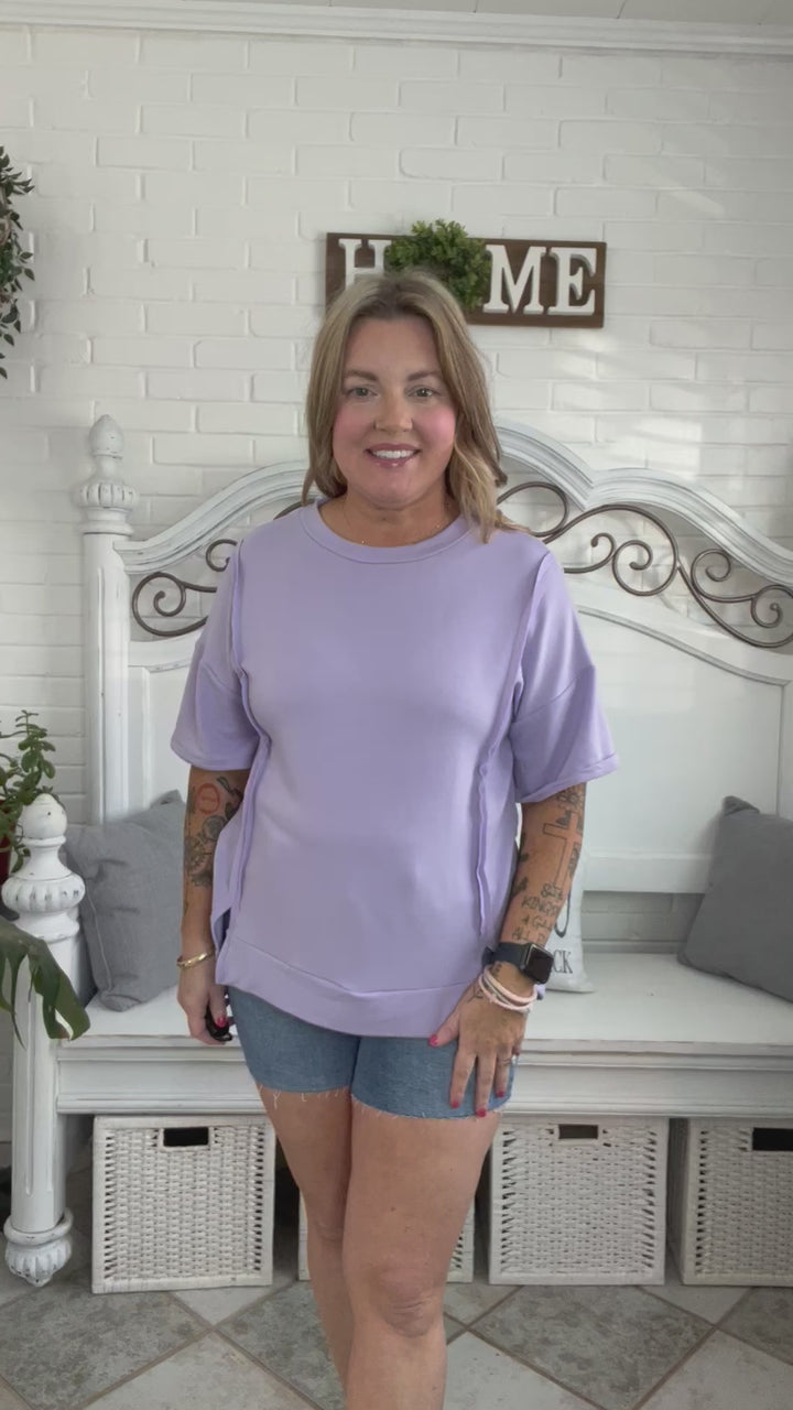 Make Your Day French Terry Top - Lilac