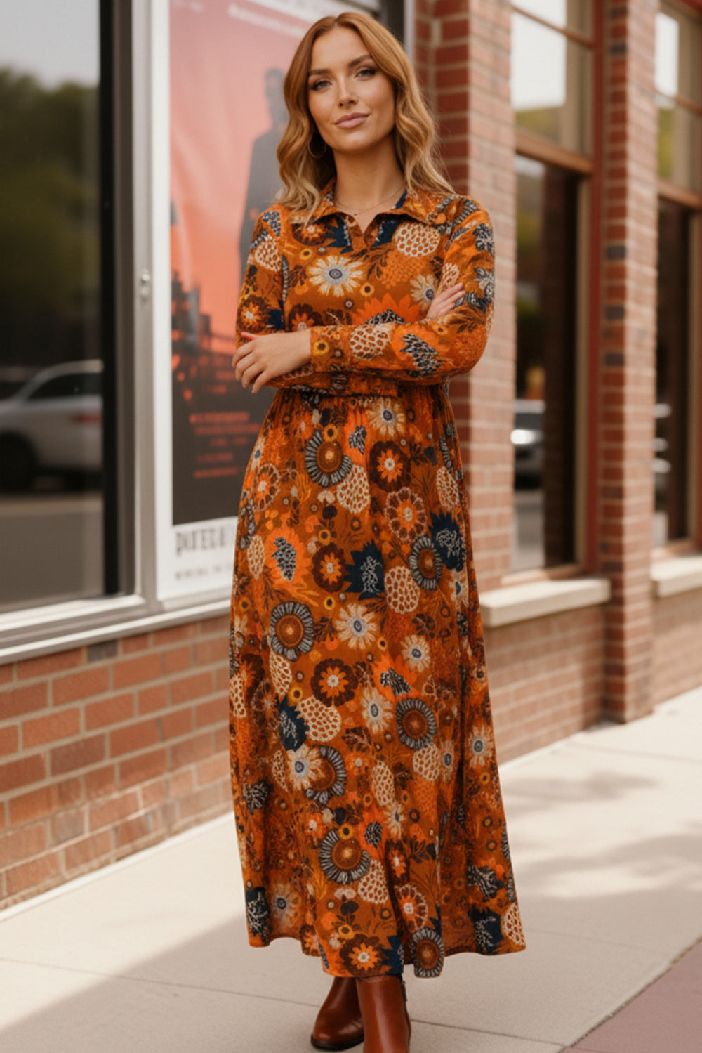 Groovy Garden Rust Maxi Dress    Joy & Country