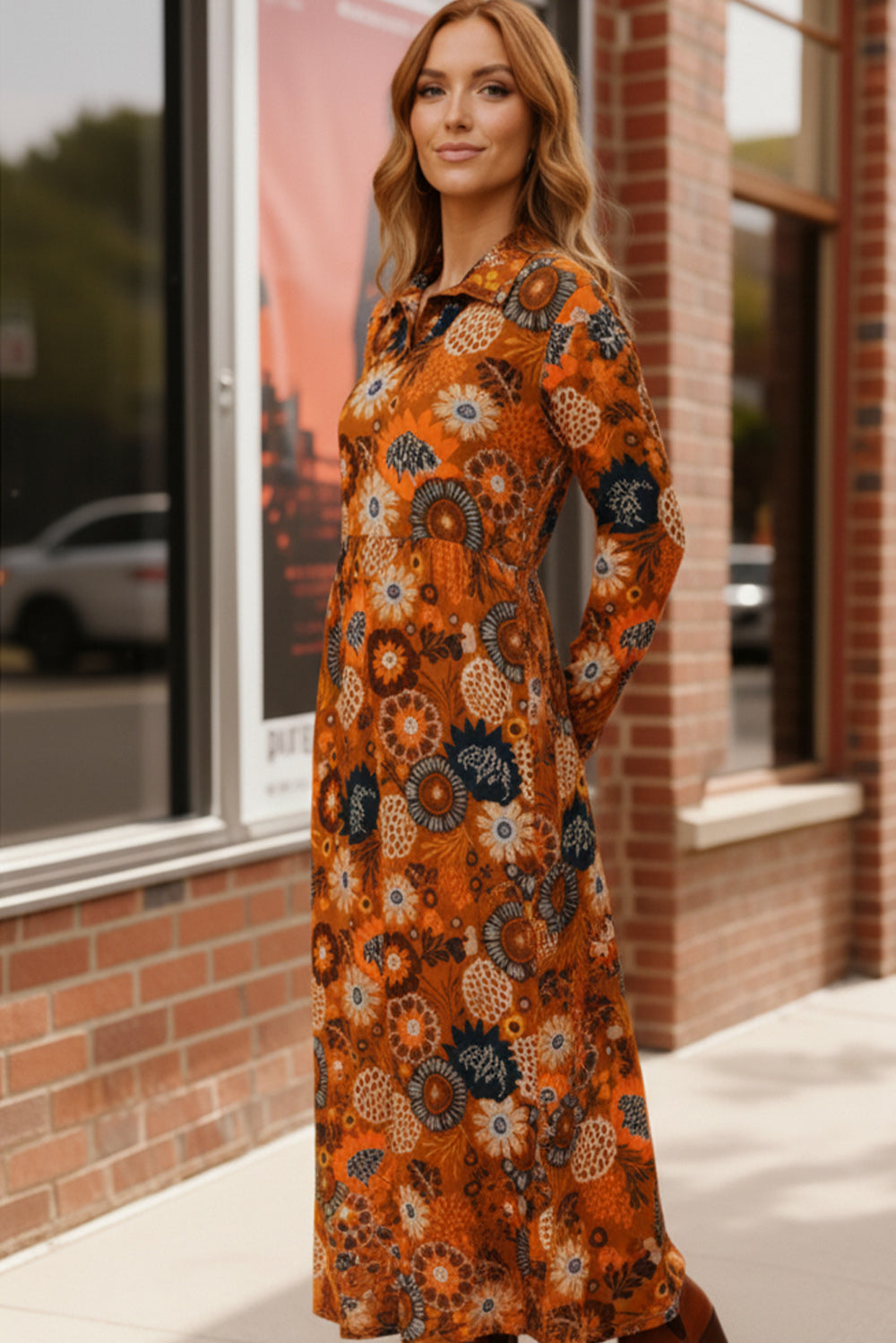 Groovy Garden Rust Maxi Dress    Joy & Country