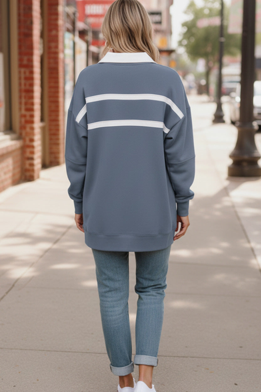 Prep School Chic Slate Blue Polo    Joy & Country