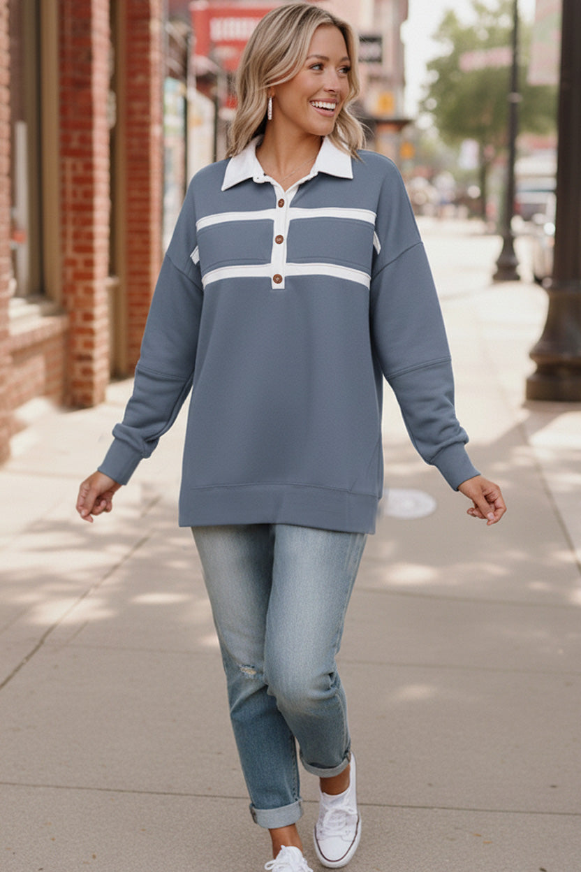 Prep School Chic Slate Blue Polo    Joy & Country