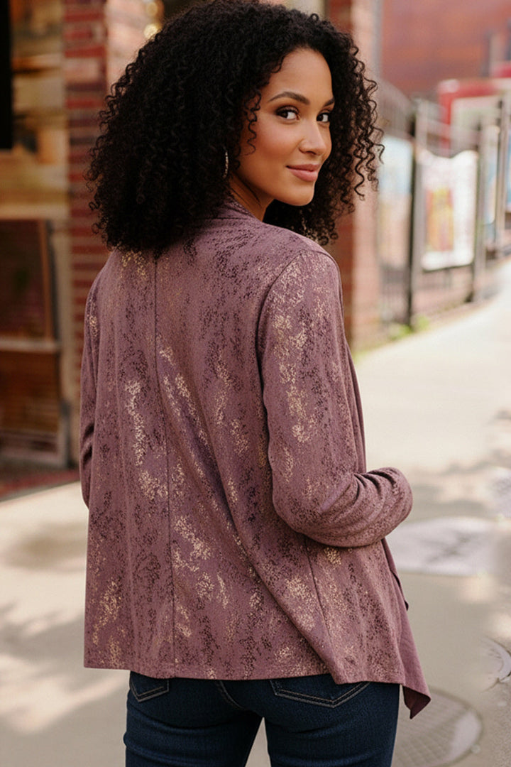 Plum Luxe Suede Cardigan    Joy & Country