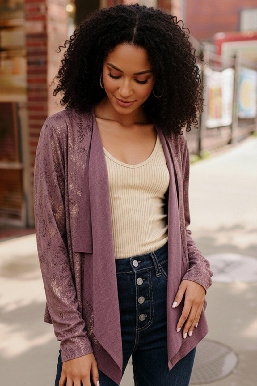 Plum Luxe Suede Cardigan    Joy & Country