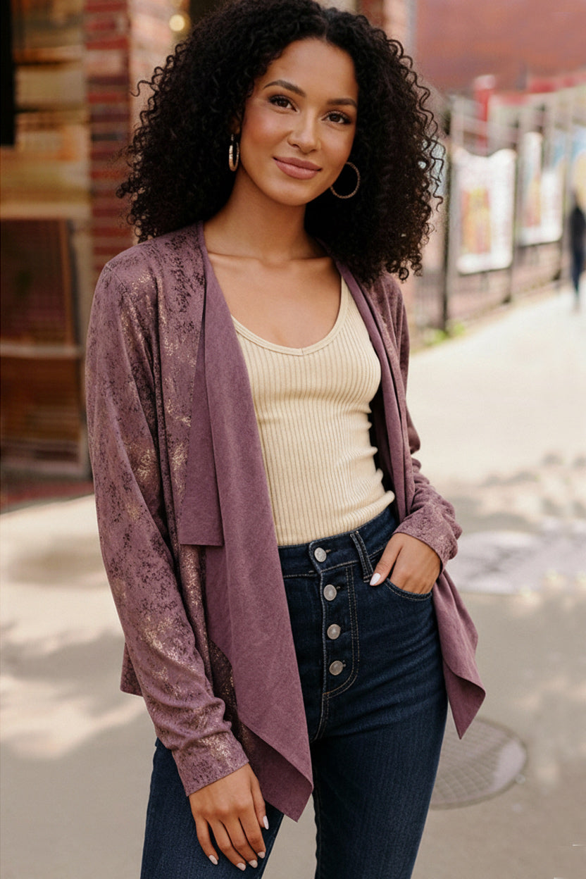 Plum Luxe Suede Cardigan    Joy & Country