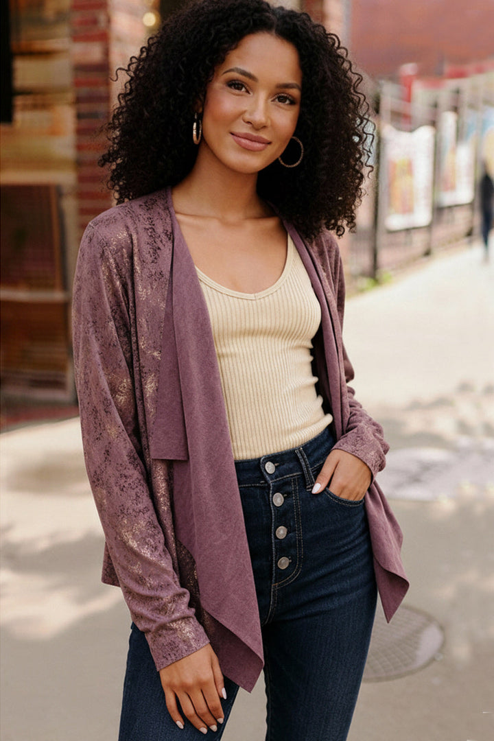 Plum Luxe Suede Cardigan    Joy & Country