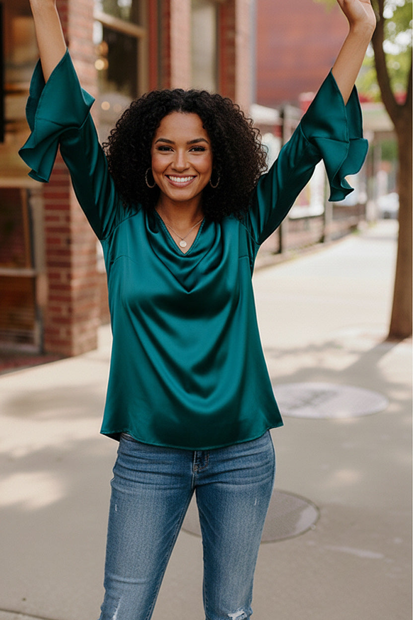 Teal Temptation Silk Blouse    Joy & Country