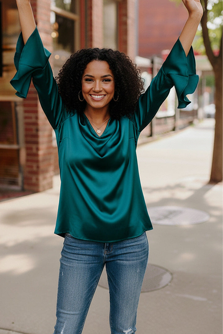 Teal Temptation Silk Blouse    Joy & Country