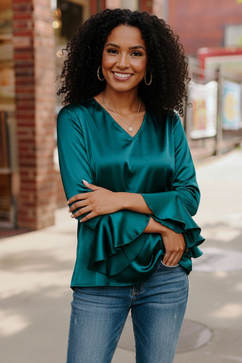 Teal Temptation Silk Blouse    Joy & Country