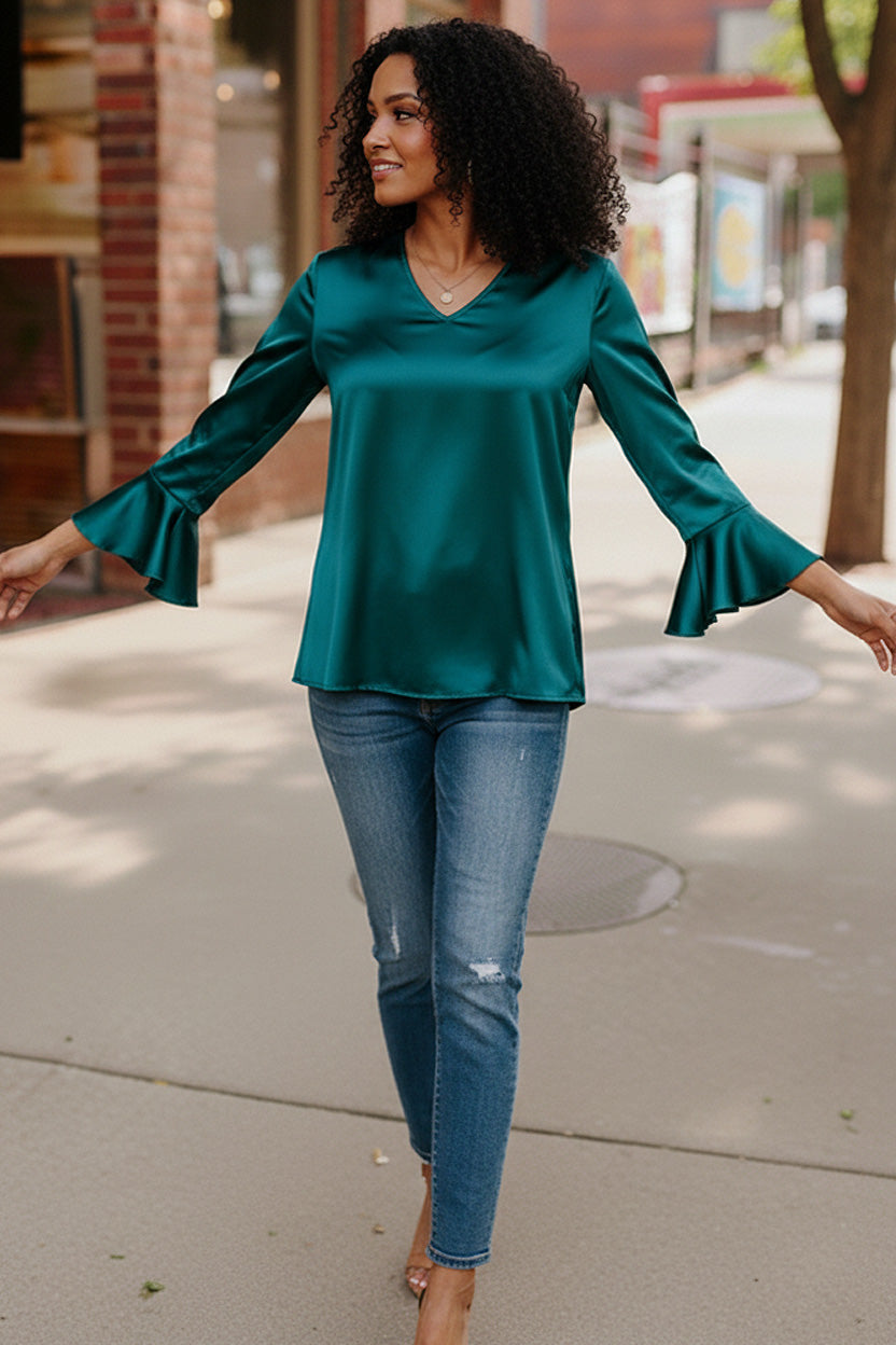 Teal Temptation Silk Blouse    Joy & Country