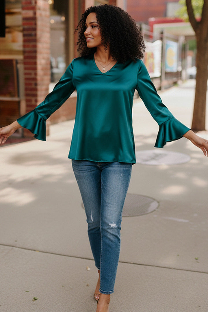 Teal Temptation Silk Blouse    Joy & Country