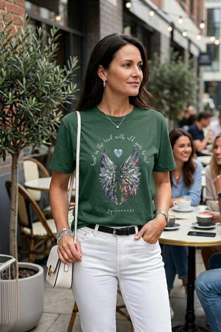 Trust In The Lord With All Your Heart - Premium Unisex Heavyweight Crew-Neck Tee   T-Shirt Joy & Country