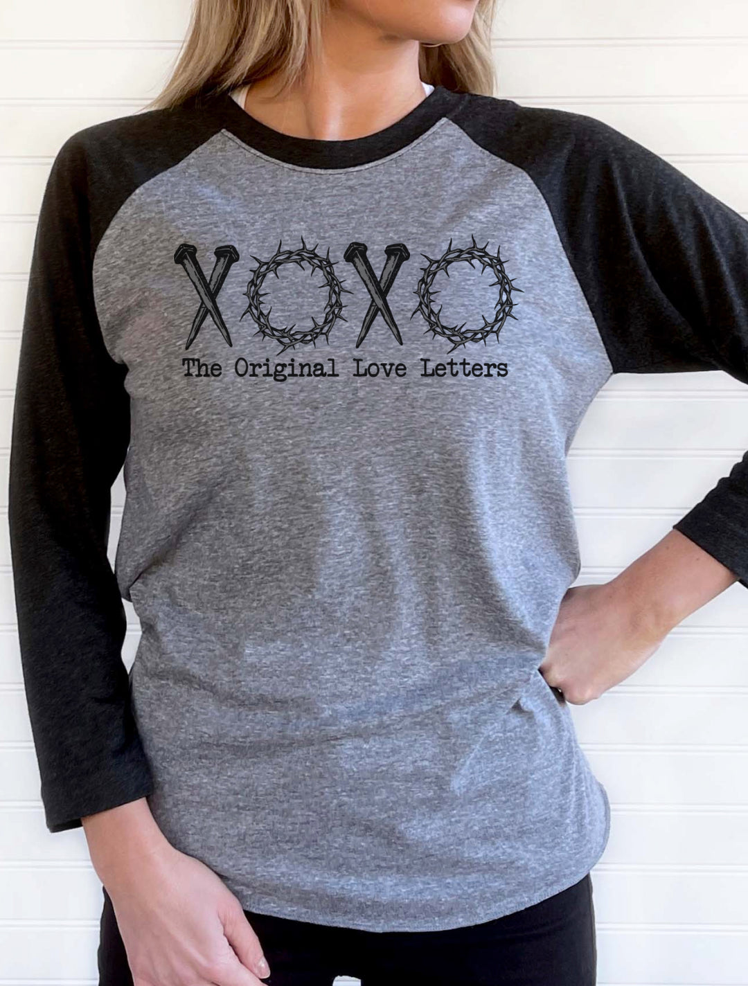 XOXO The Original Love Letters - Unisex Tri-Blend 3/4 Sleeve Raglan Tee