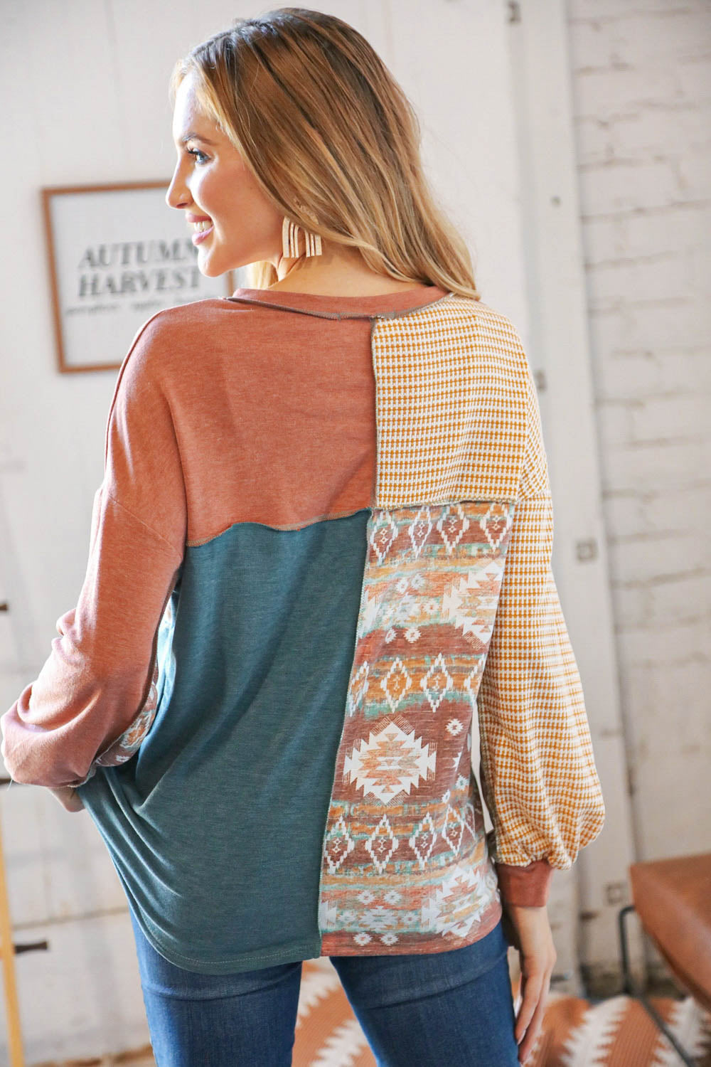 Patchwork Beauty - Two Tone Aztec-Inspired Top