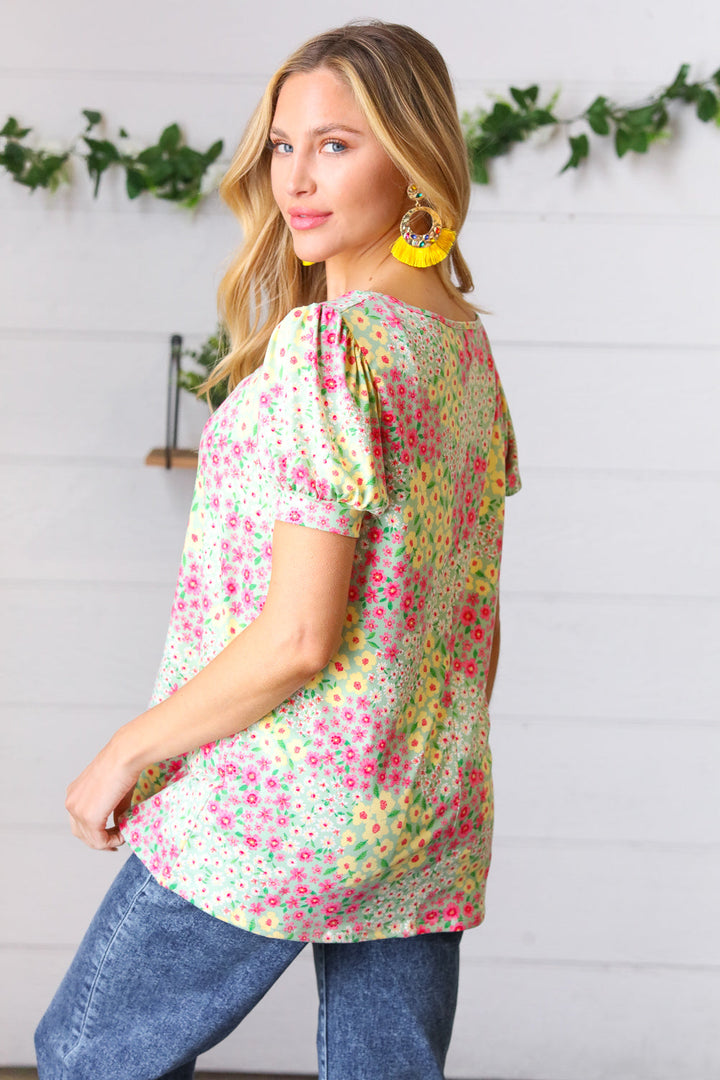 Budding Beauty Floral Square-Neck Top