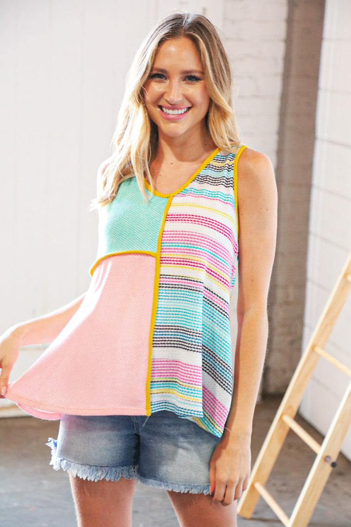 Pastel Perfection Textured Striped Top
