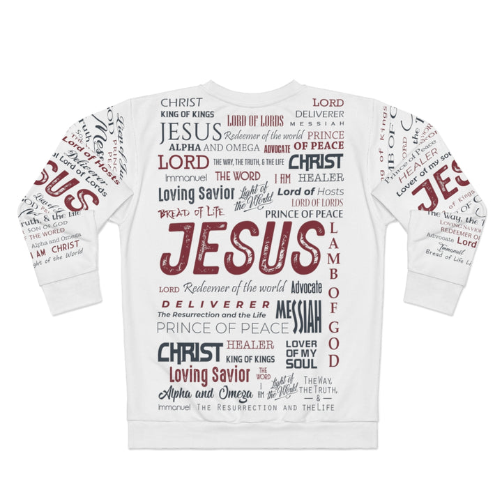 Names of Jesus (White Base) - Premium Unisex Crew-Neck Sweatshirt - Joy & Country