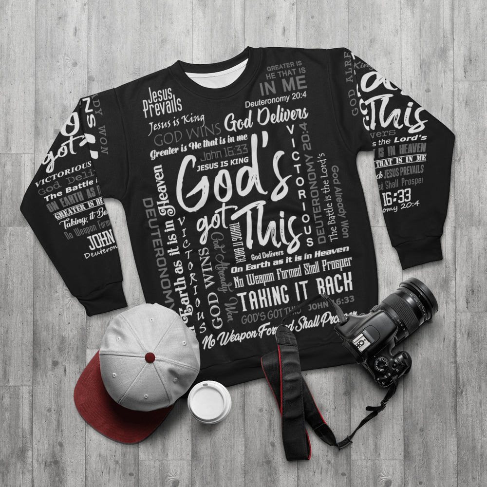 God's Got This With Words (Black Base) - Premium Unisex Crew-Neck Sweatshirt - Joy & Country