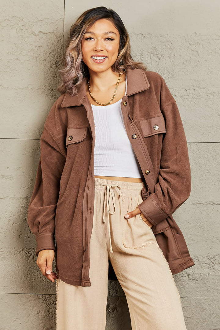 Cozy On The Go Shacket - Coffee Brown