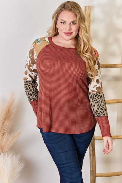 On The Edge Waffle-Knit Top - Rust   Shirts & Tops Joy & Country
