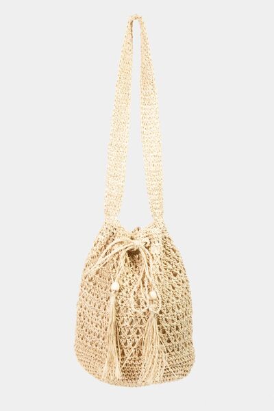 Straw Braided Tote Bag with Tassel