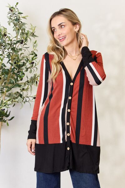 Own It Striped Button-Up Cardigan