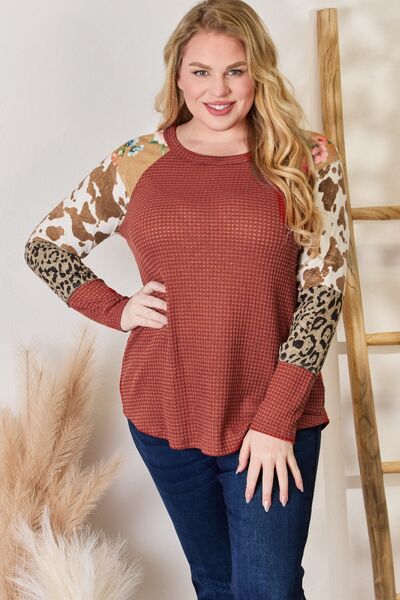 On The Edge Waffle-Knit Top - Rust