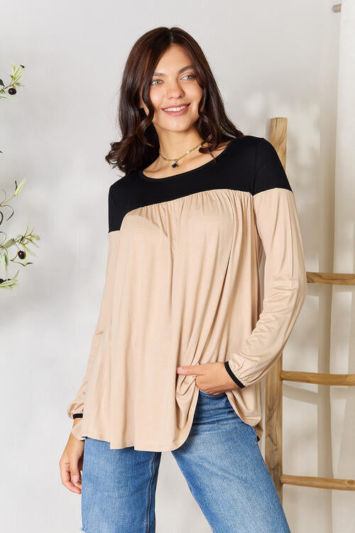 Day To Night Contrast Ruched Blouse