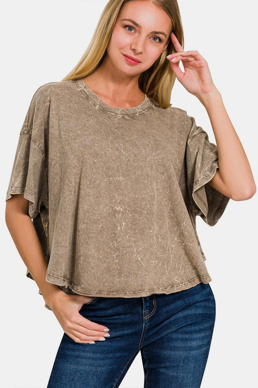Casual Days - Mocha Washed Cotton Top - Joy & Country