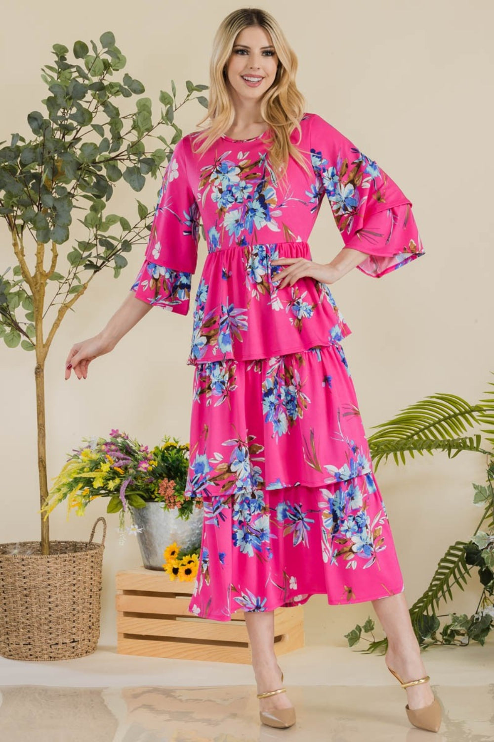 Embrace Romance - Floral Ruffle Tiered Dress (2 Colors)