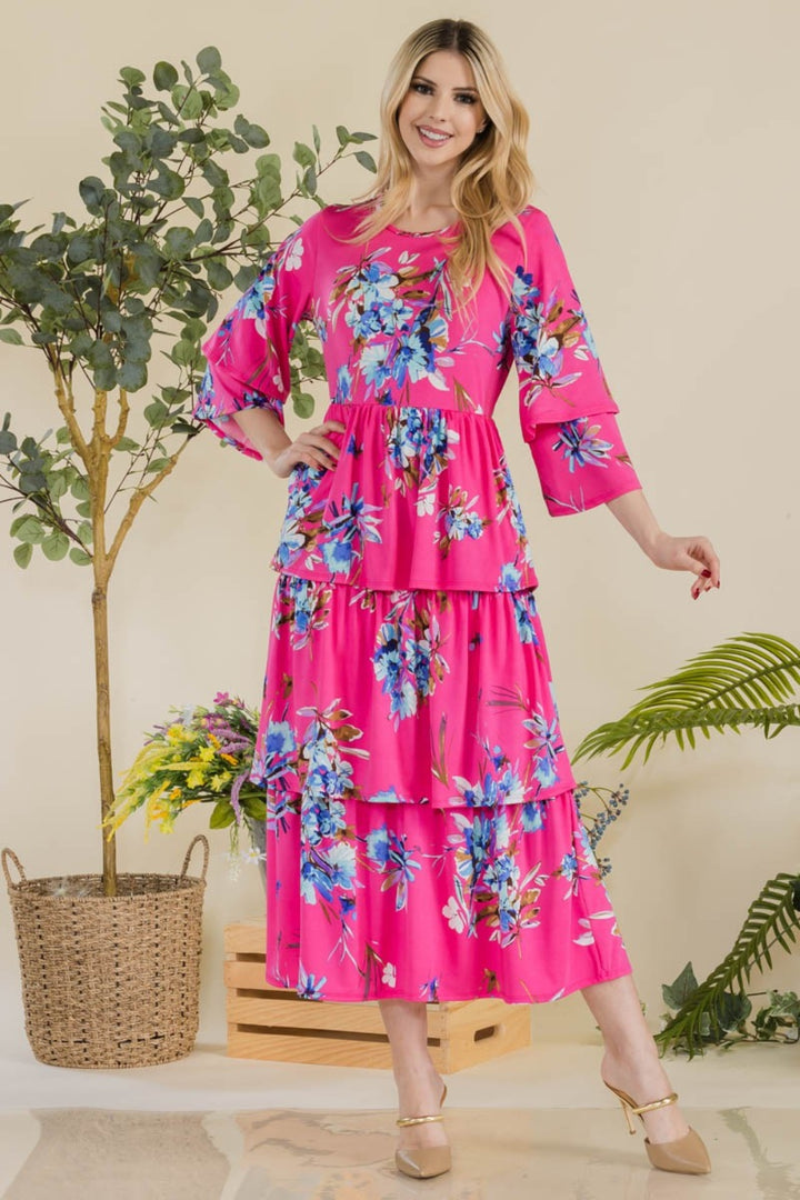 Embrace Romance - Floral Ruffle Tiered Dress (2 Colors)