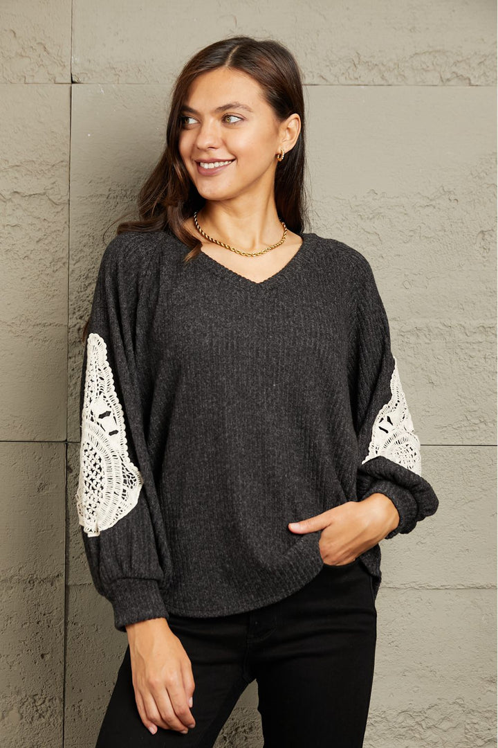 Always A Classic - Lace Patch Sweater - Black