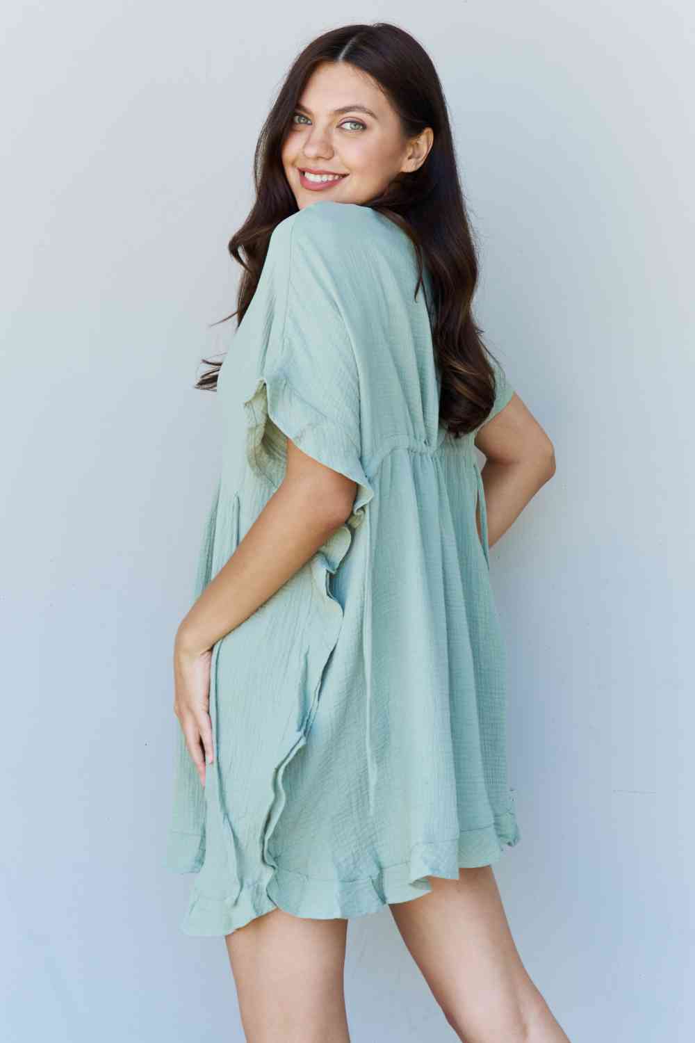 For You - Cotton Ruffle Dress with Drawstring