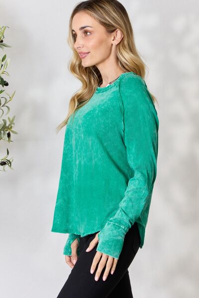 Brighter Days Cotton Top W/ Thumbholes - Kelly Green