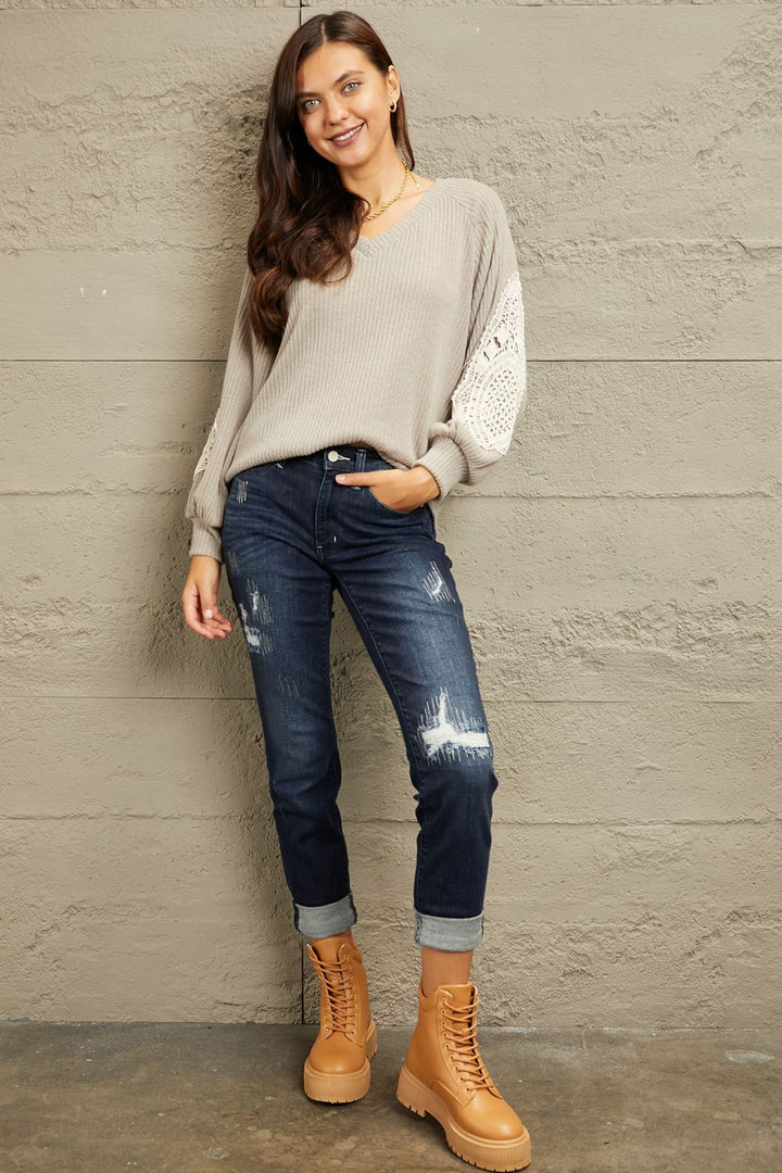 So Exquisite - Lace Patch Detail Sweater