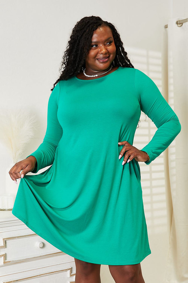 Emerald Classic Flare Dress with Pockets