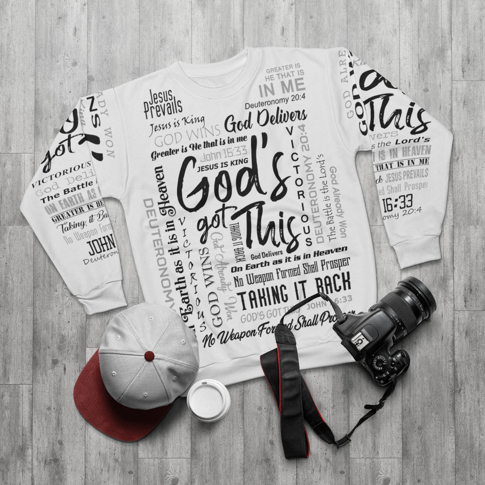 God's Got This With Words (White Base) - Premium Unisex Crew-Neck Sweatshirt - Joy & Country