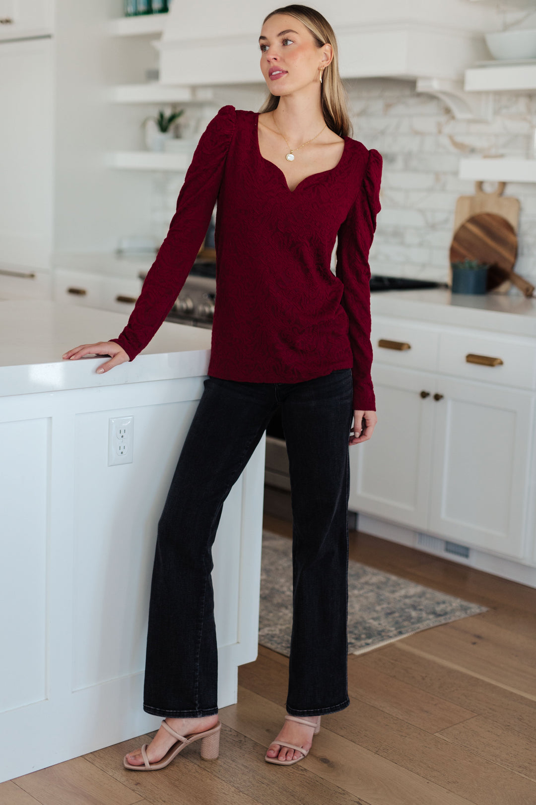 Simple Luxuries Ruched-Sleeve Top