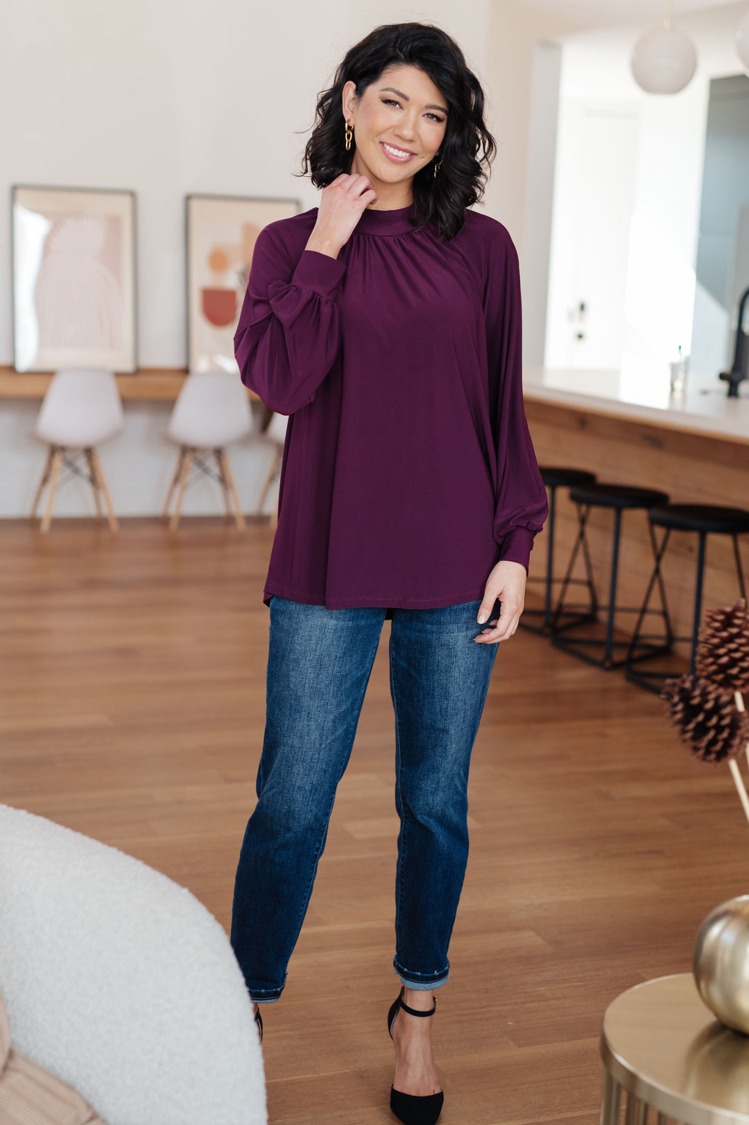 Made You Look - Mock-Neck Blouse
