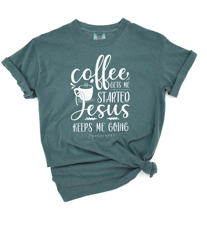 Coffee and Jesus - Premium Unisex Heavyweight Crew-Neck T-shirt - Joy & Country