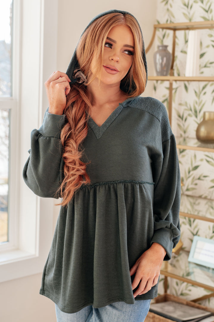 Right On Track - Hooded Peplum Pullover