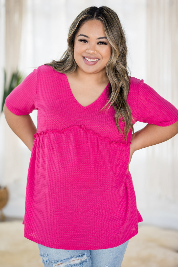 Your Best Life Waffle-Knit Babydoll Top