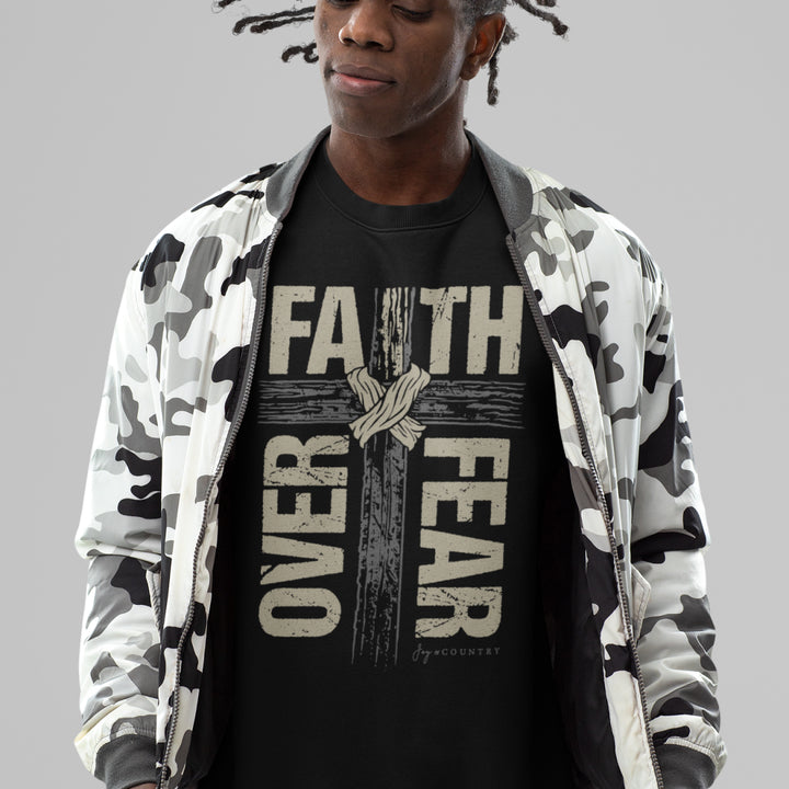 Faith Over Fear Cross - Unisex Crew-Neck Sweatshirt - Joy & Country