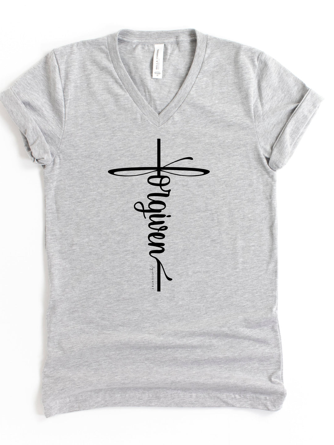 Forgiven Cross - Unisex V-Neck Tee   V-neck Joy & Country