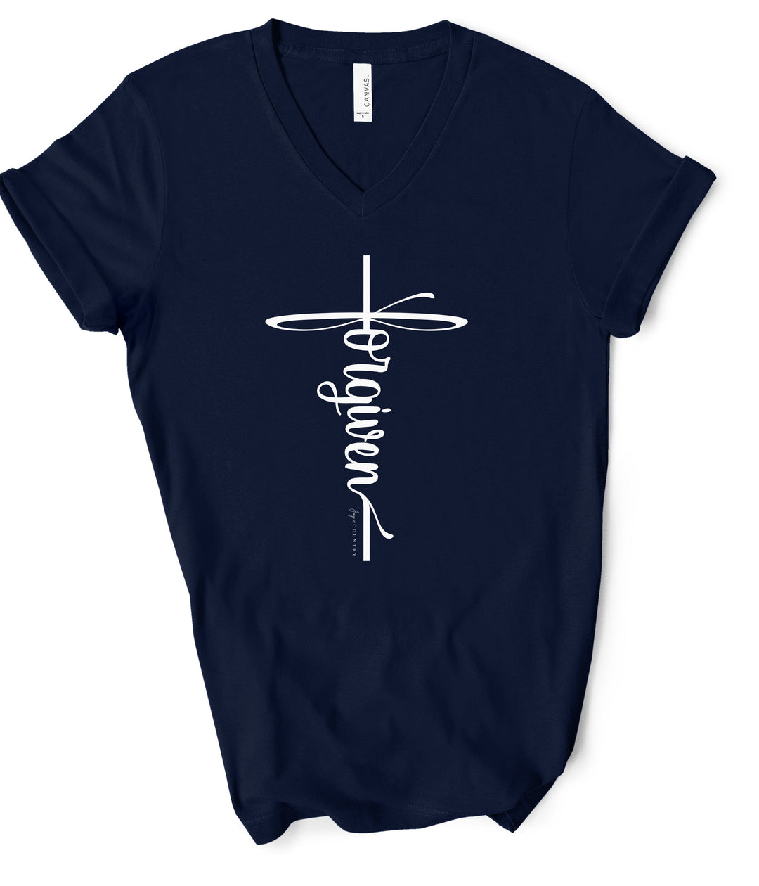 Forgiven Cross - Unisex V-Neck Tee   V-neck Joy & Country