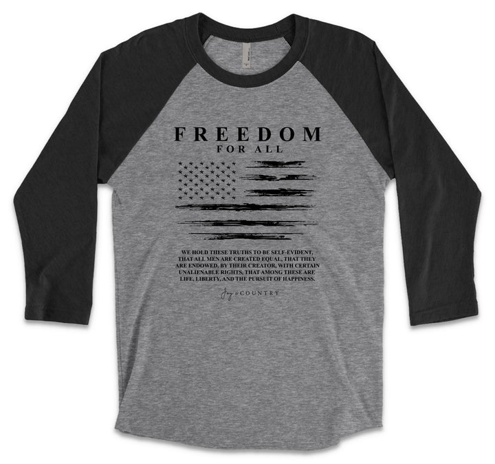 Freedom for All - Unisex Tri-Blend 3/4 Sleeve Raglan Tee - Joy & Country