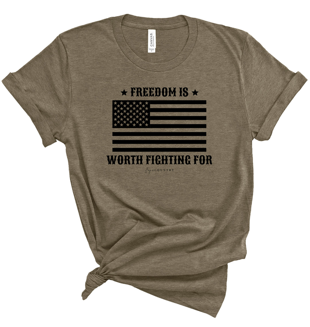 Freedom is Worth Fighting For - Unisex Crew-Neck Tee - Joy & Country