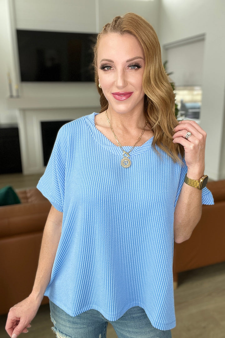 Count Your Blessings - Line-Twisted Top - Sky Blue