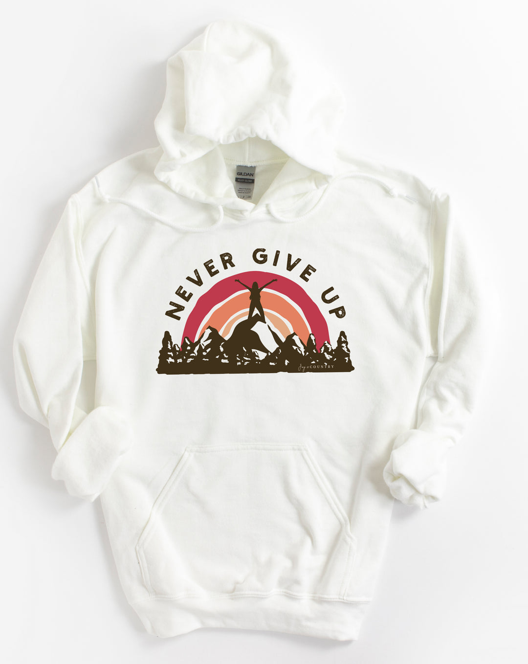 Never Give Up Mountaintop - Unisex Hoodie Sweatshirt - Joy & Country